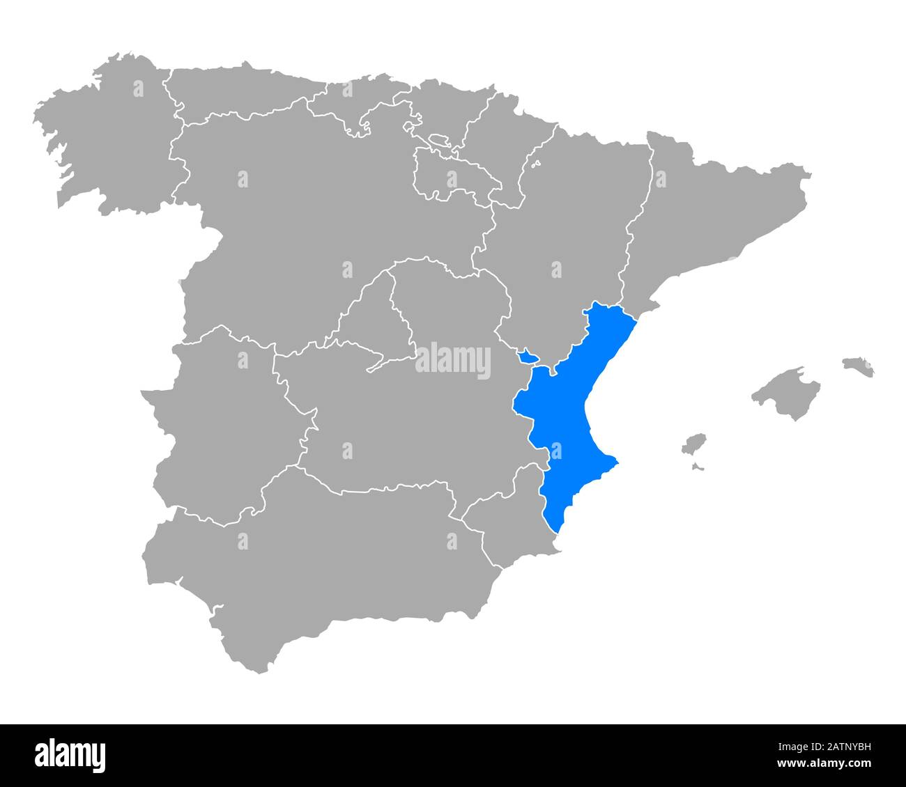 Map of Valencia in Spain Stock Photo - Alamy