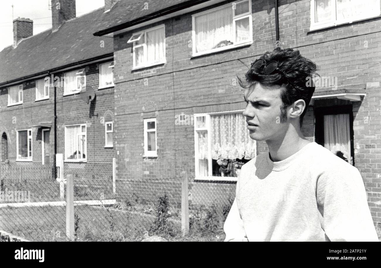 Young man on council estate, Nottingham UK 1979 Stock Photo