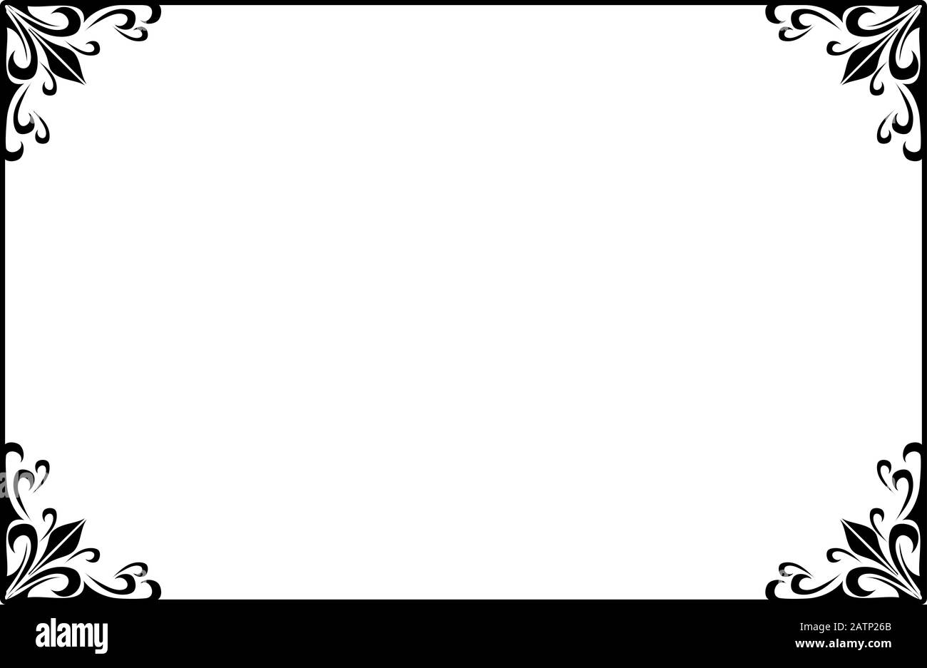 Scroll Border Black and White Page Border Stock Photo - Alamy
