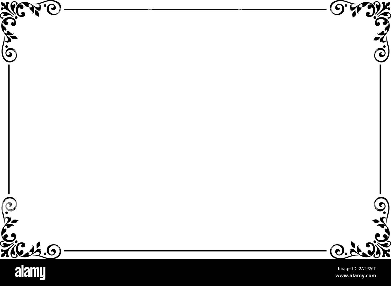 Scroll Border Black and White Page Border Stock Photo
