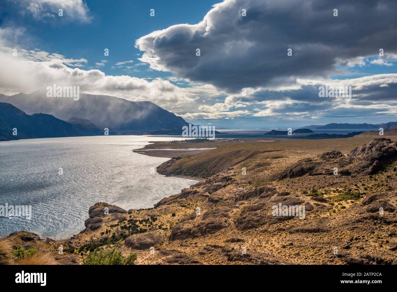 Lago General Carrera, seen from Paso las Llaves, gravel road from Chile  Chico to Puerto Bertrand, Patagonia, Chile Stock Photo - Alamy