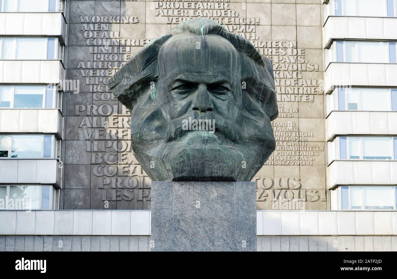 Chemnitz, Germany, the Karl Marx memorial head frontal Stock Photo