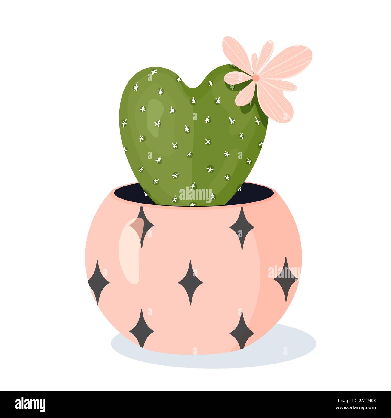 Cactus in flower pot. Scandinavian style. Vector illustration in cartoon style in soft pastel colours.  Stock Vector