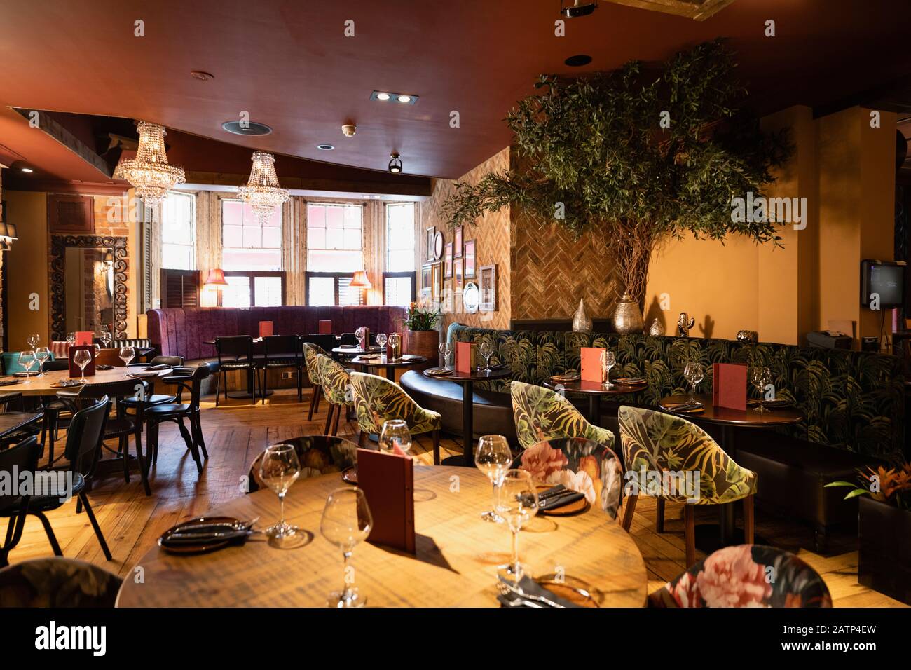 A wide shot of a restaurant in Newcastle Upon Tyne. Stock Photo