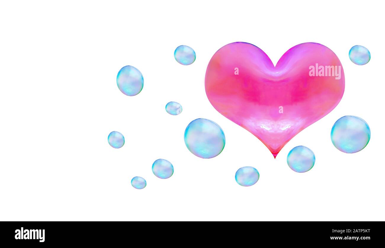 a heart-shaped soap bubble. light relations in love is not obligatory flirting.  red heart. 3D illustration Stock Photo