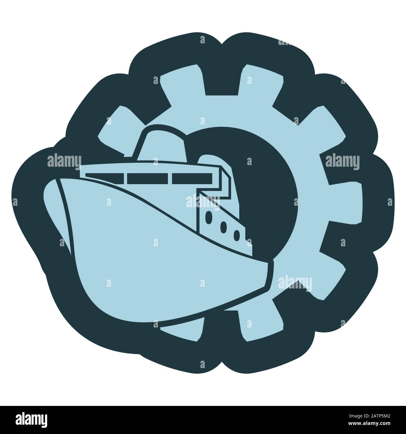 Ferry boat icon in gear Stock Vector