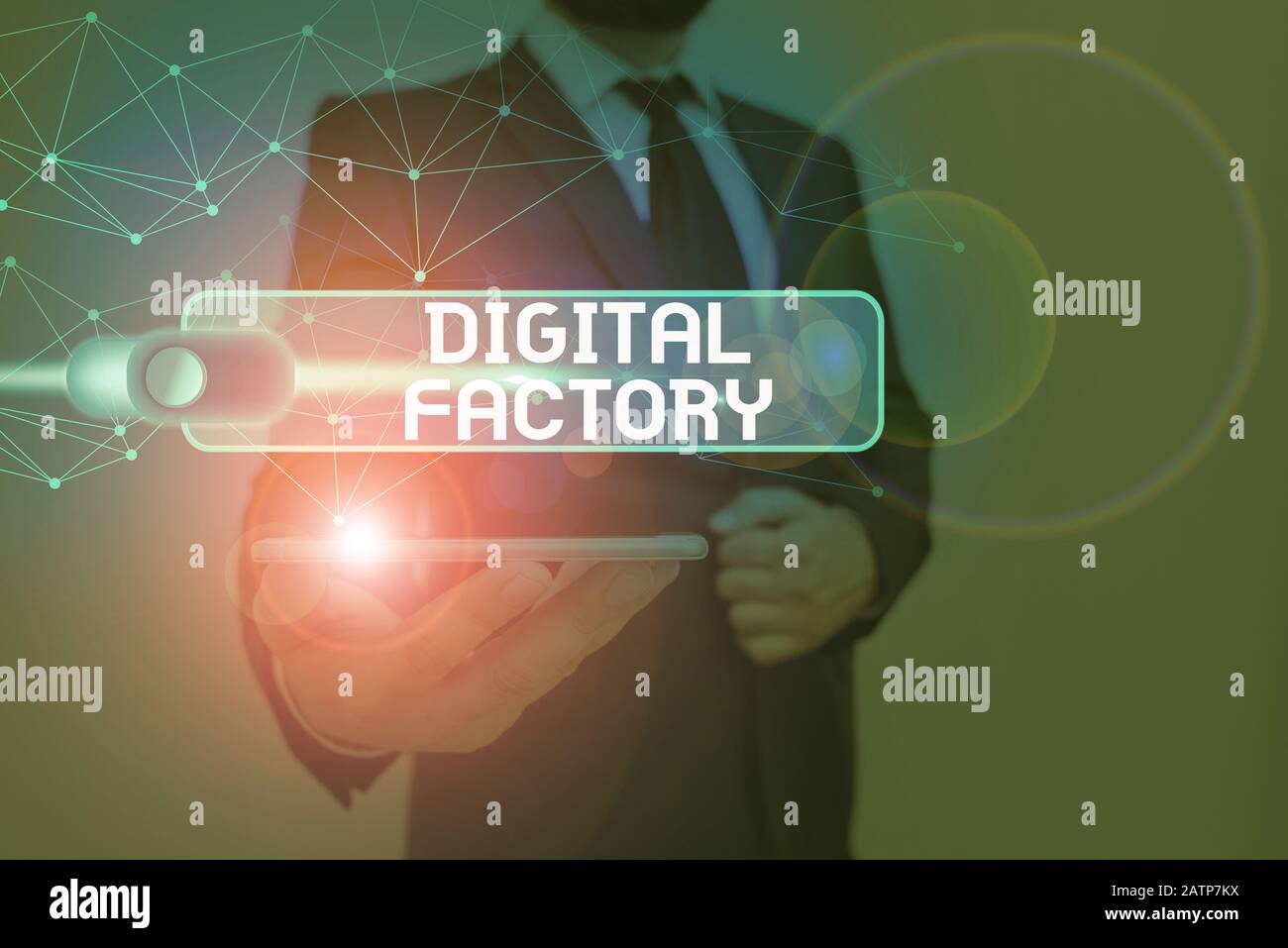 Writing note showing Digital Factory. Business concept for uses digital ...
