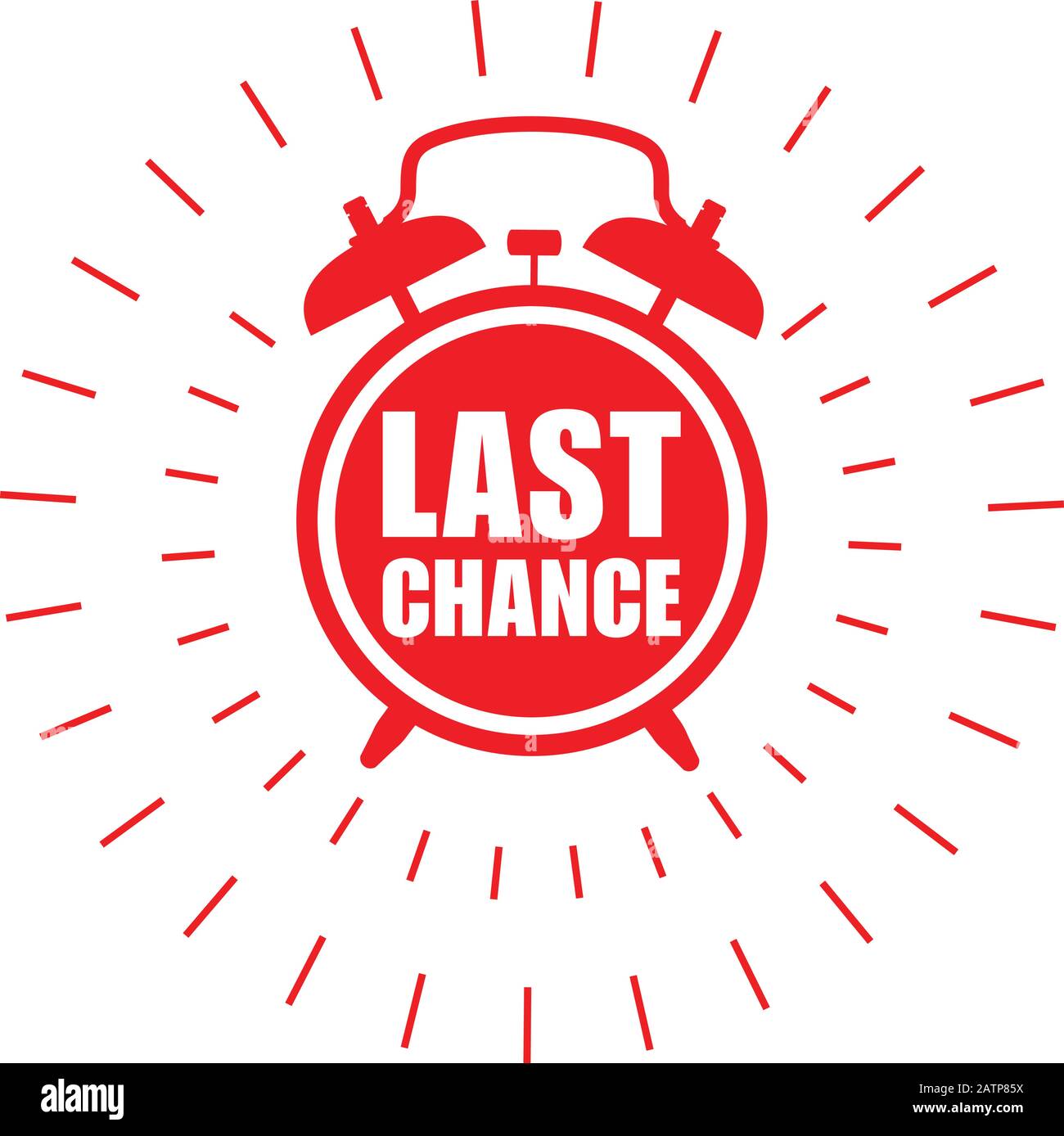 Last chance sticker - sale label with alarm clock and haste call Stock Vector