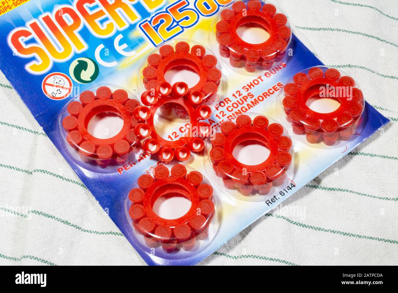 Circle diskcaps for toy guns Stock Photo