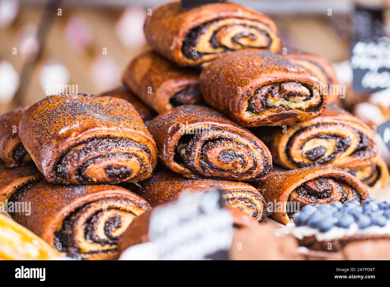 Traditional polish poppyseed cakes on food market Stock Photo Alamy