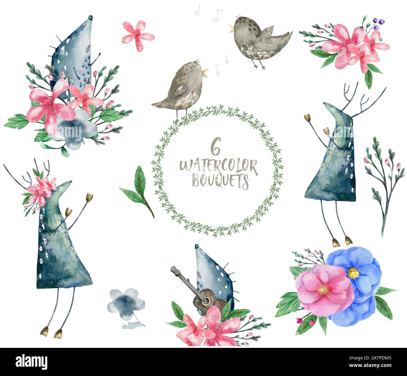 Deer Watercolor Bounquet Design Flowers Bounquet Set Bird Spring Forest Animals Character Frame Drawing Illustration Geometric Color Art For Birthday Stock Photo Alamy Deer Watercolor Bounquet Design Flowers Bounquet Set Bird Spring Forest Animals Character Frame Drawing Illustration Geometric Color Art For Birthday Stock Photo Alamy