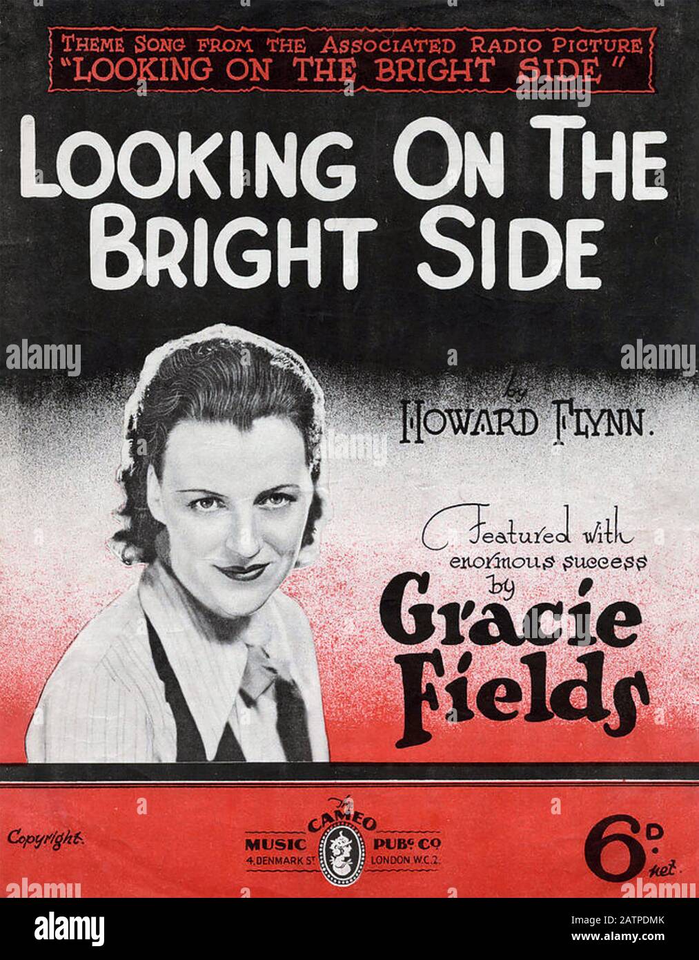 GRACIE FIELDS (1898-1979) English singer, stage and film actress and comedian on the cover of sheet music from the 1932 film Looking on he Bright Side Stock Photo