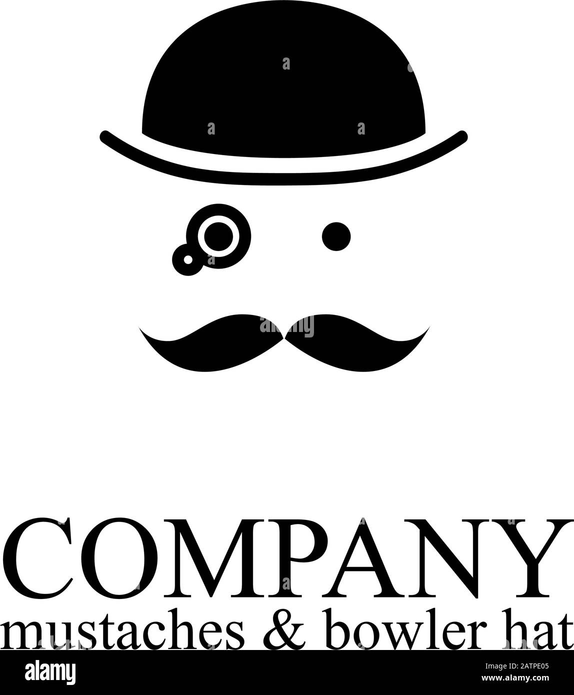 Vector illustration of bowler, mustaches and monocle. Englishman with hat Stock Vector