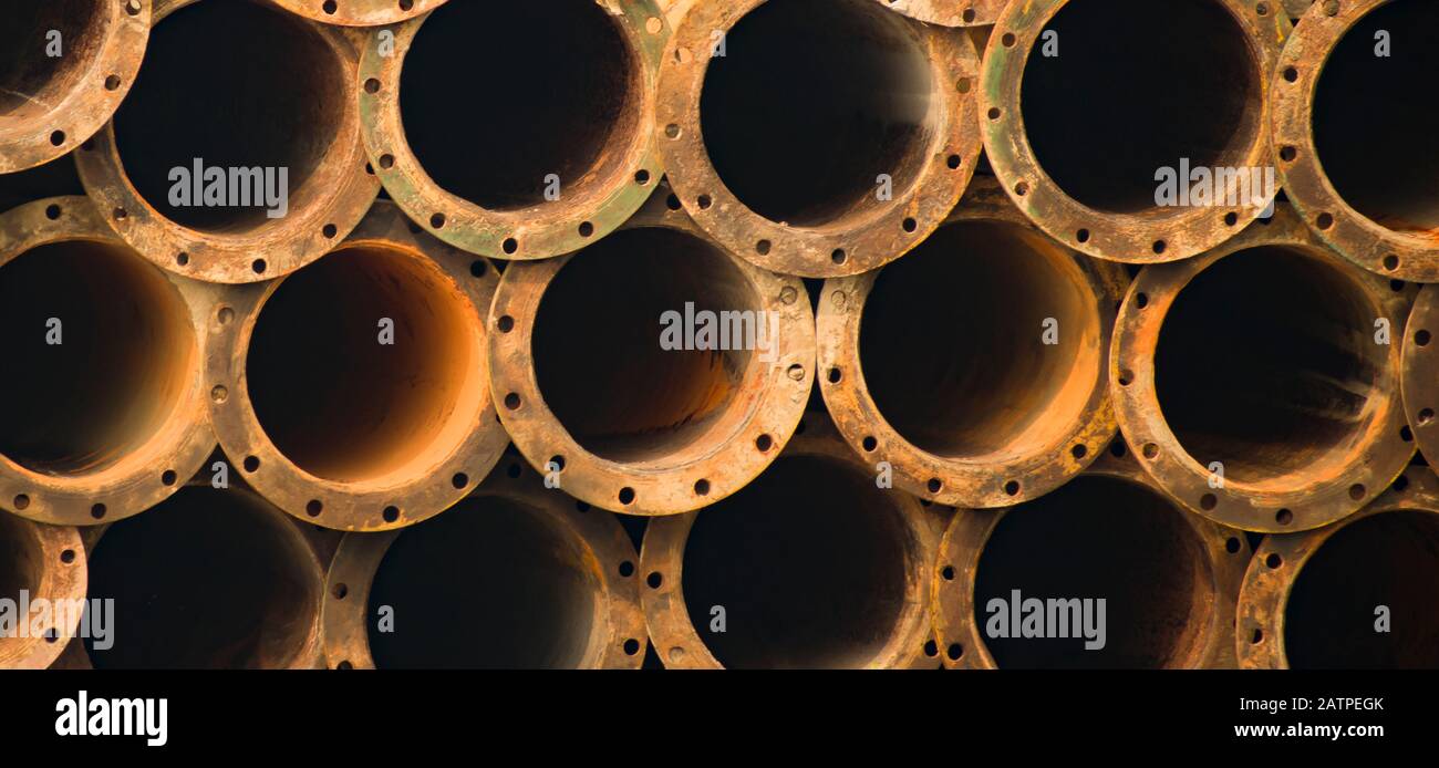 Steel casing pipe, also known as encasement pipe, is most commonly used in underground construction to protect utility lines of various types from get Stock Photo