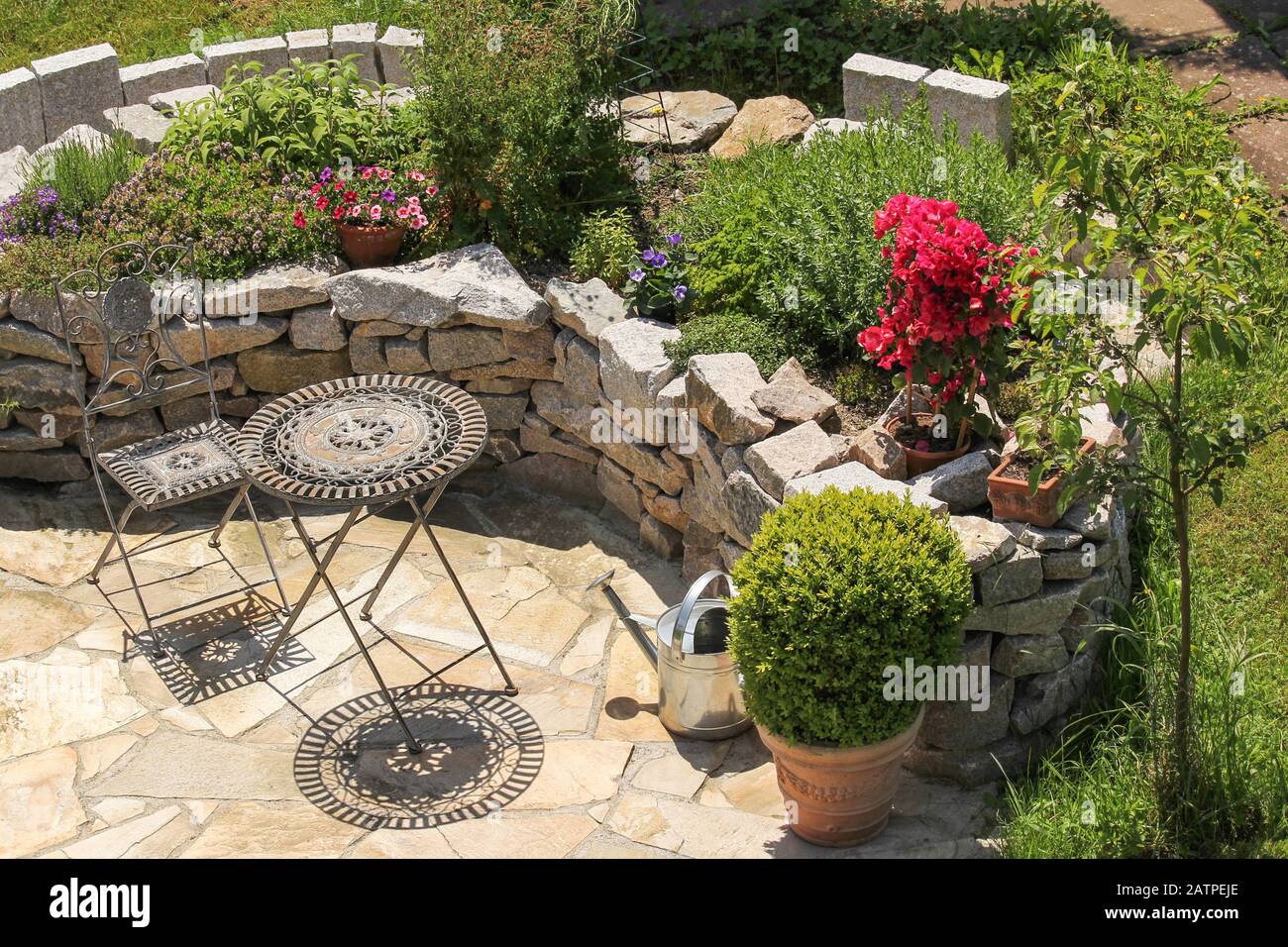 Seat place, landscape gardening Stock Photo