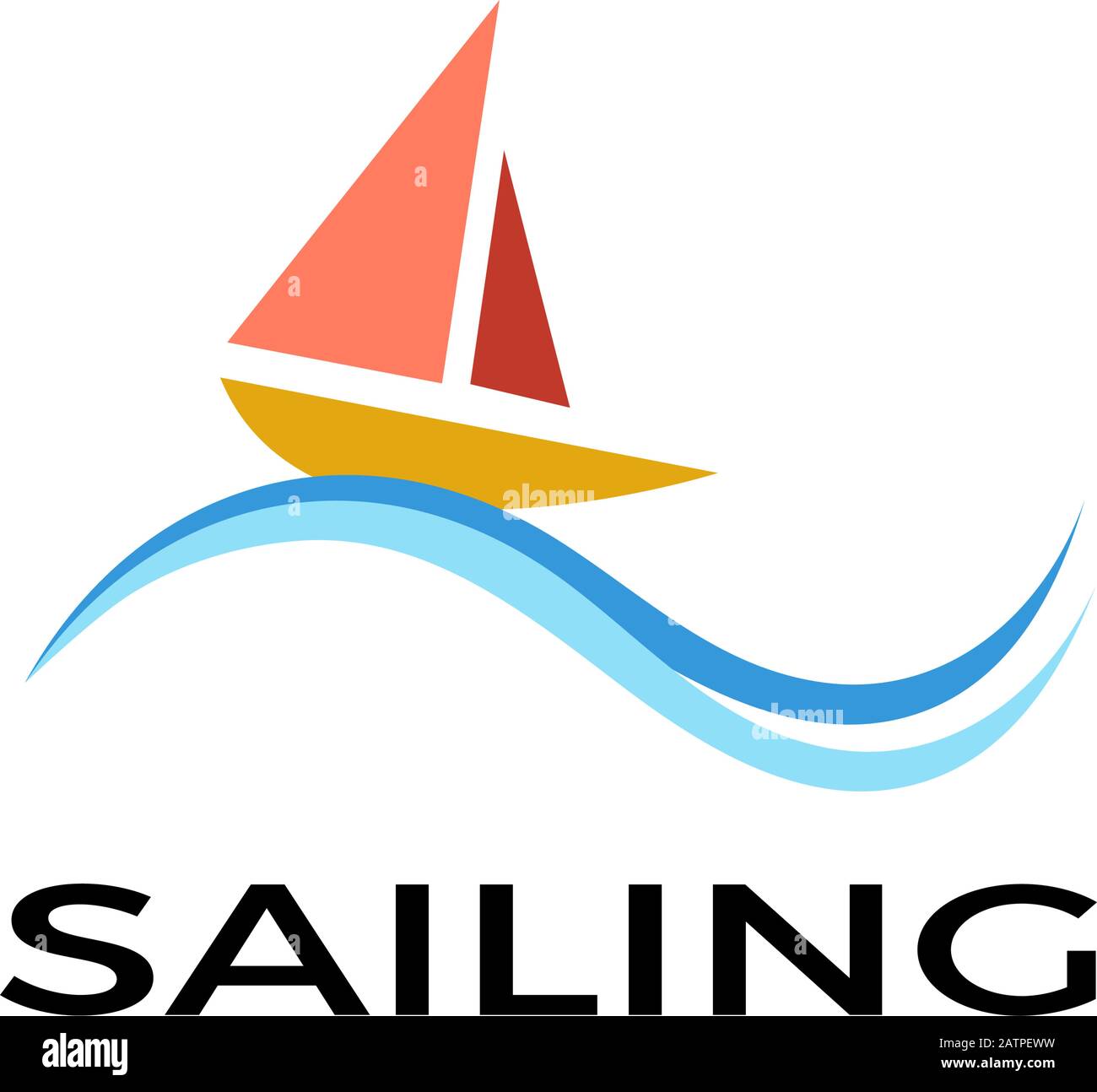 sailing ship on waves. abstract vector illustration Stock Vector Image ...