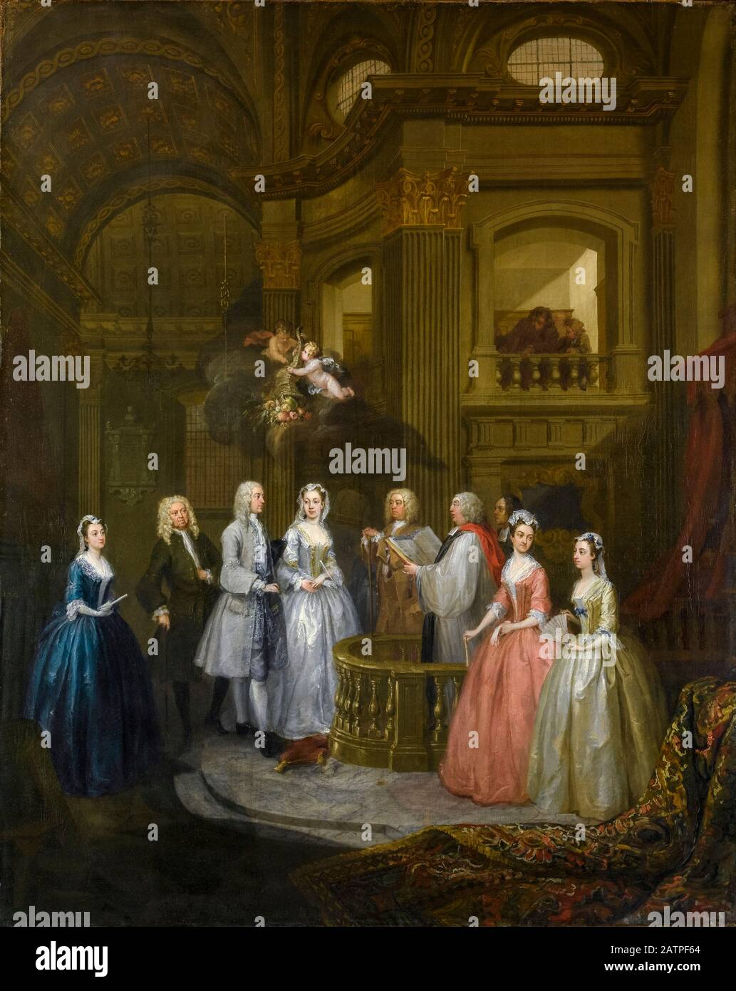 The Wedding of Stephen Beckingham and Mary Cox, painting by William Hogarth, 1729 Stock Photo