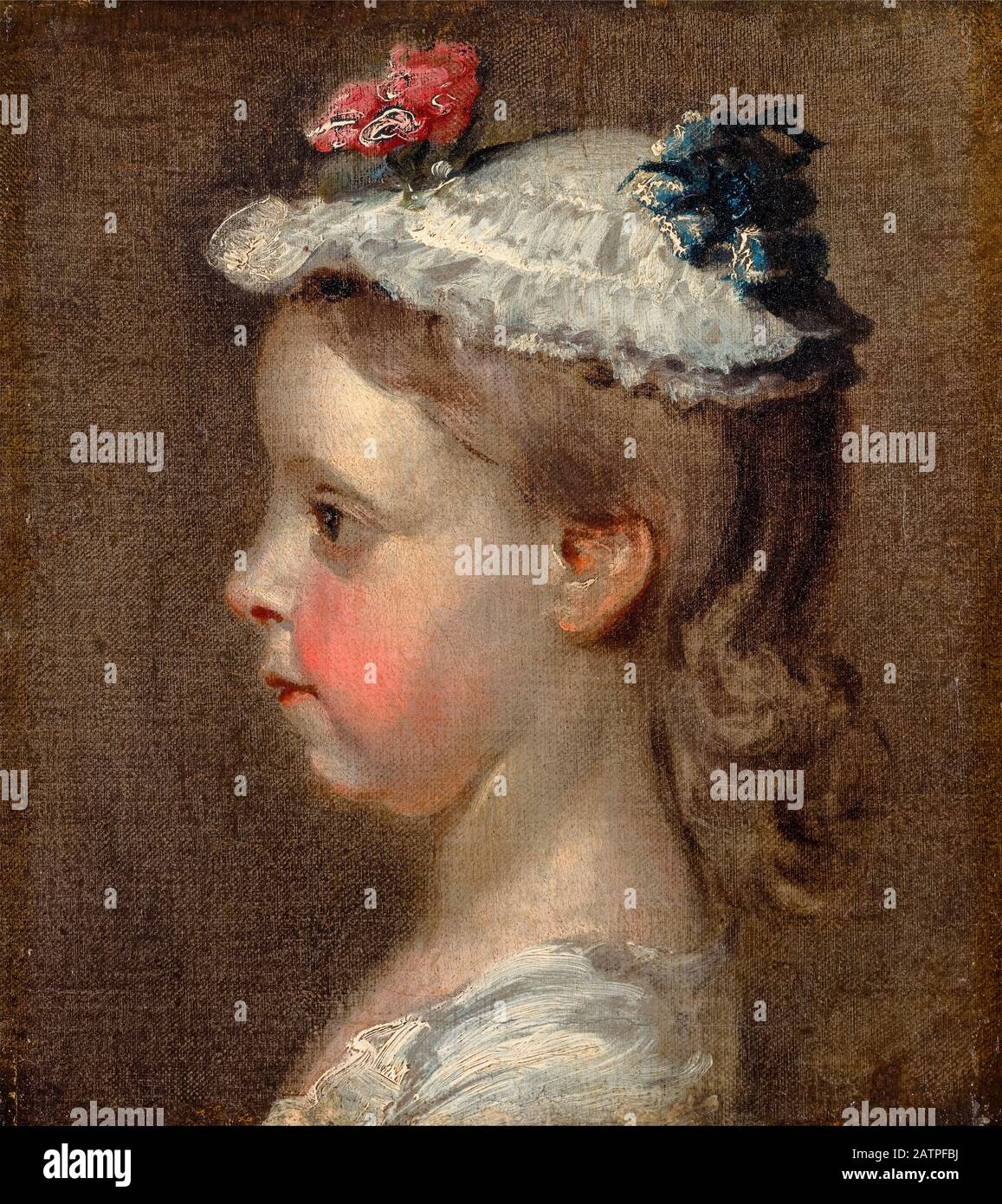 Study of a Girl's Head, painting by William Hogarth, circa 1745 Stock Photo