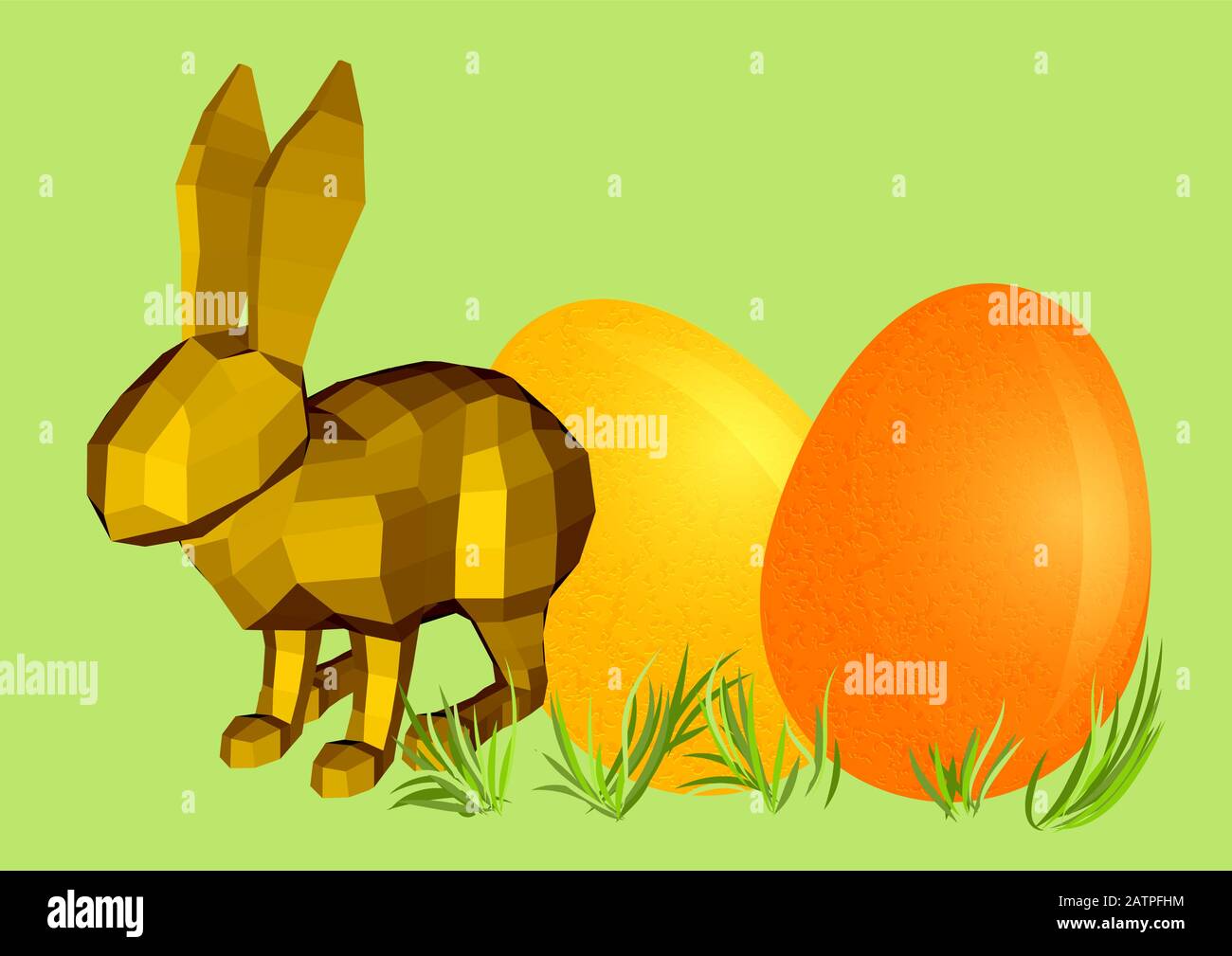 fun rabbit and eggs on grass easter symbol Stock Vector