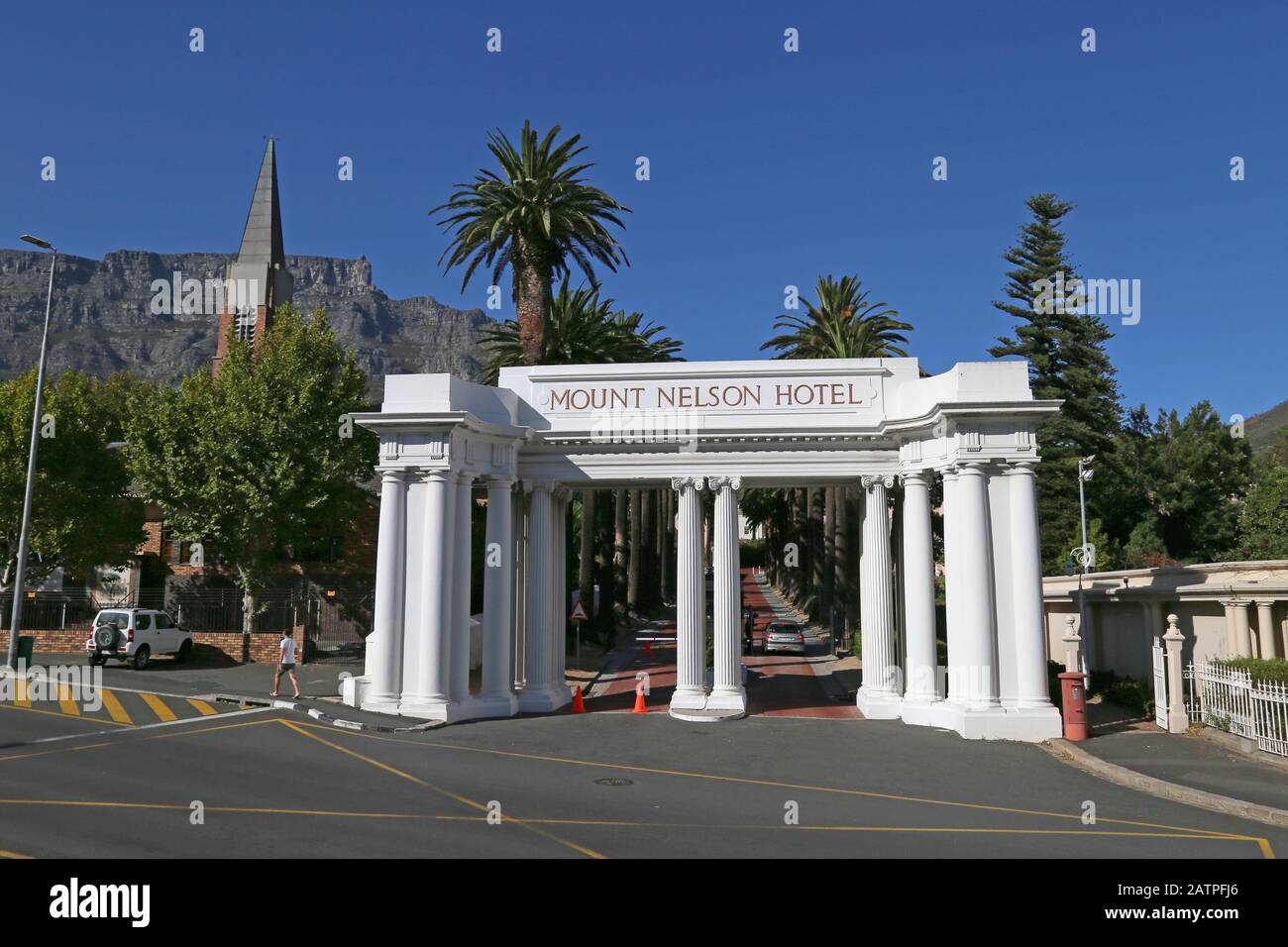 Entrance to Mount Nelson Hotel, Orange Street, Central Business District, Cape Town, Table Bay, Western Cape Province, South Africa, Africa Stock Photo