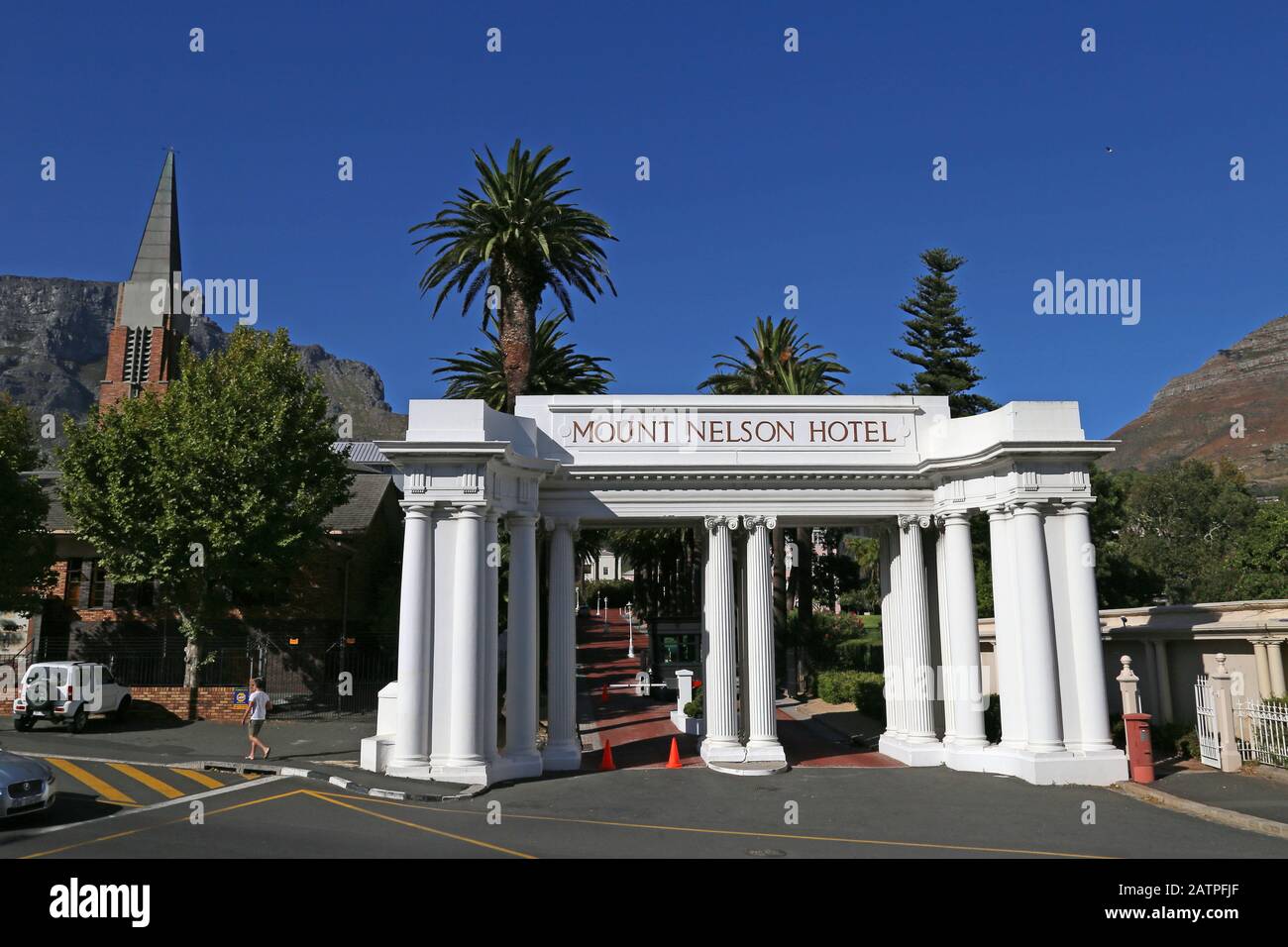 Entrance to Mount Nelson Hotel, Orange Street, Central Business District, Cape Town, Table Bay, Western Cape Province, South Africa, Africa Stock Photo