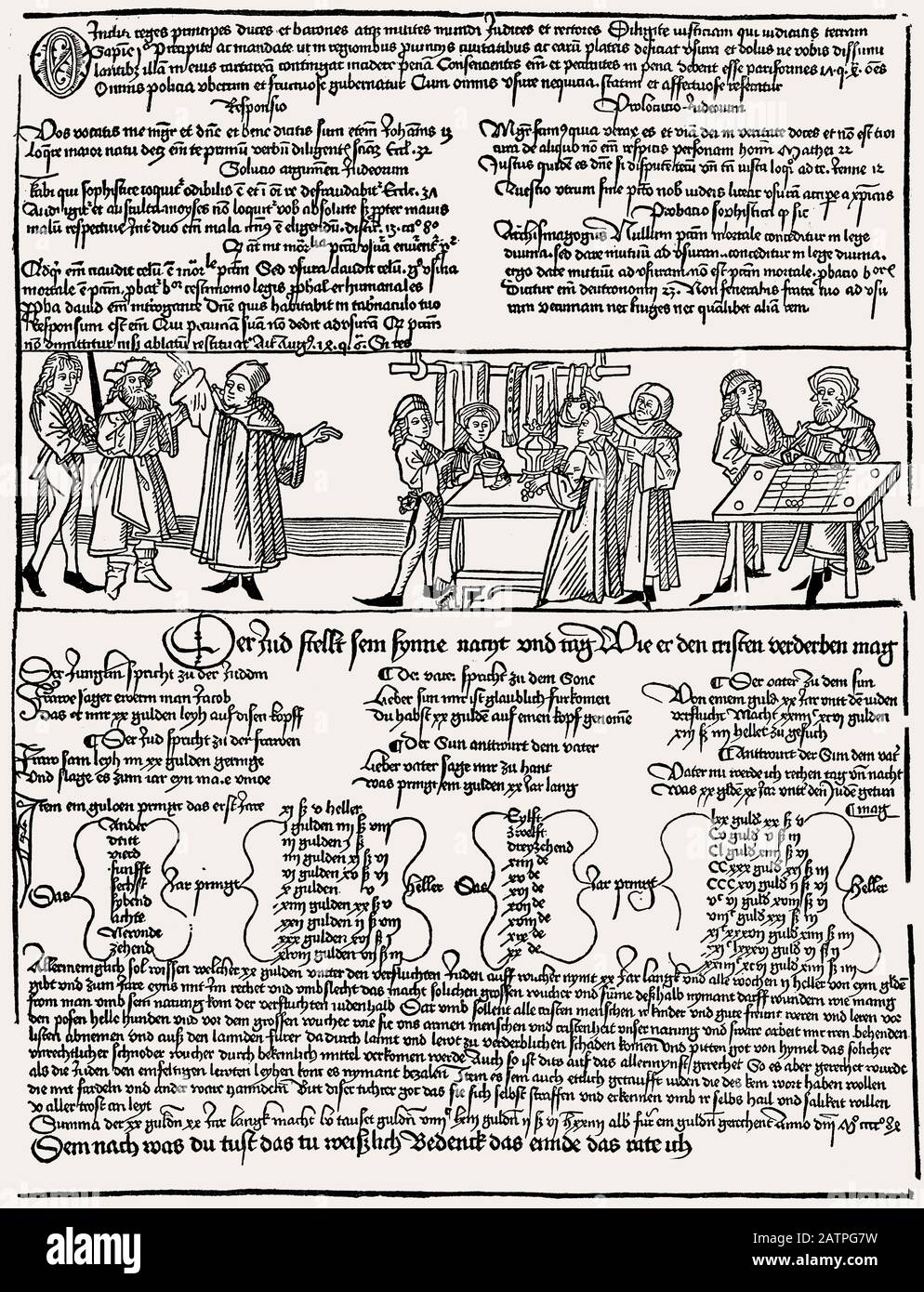 antisemitic progaganda on money usury, 15th century Stock Photo