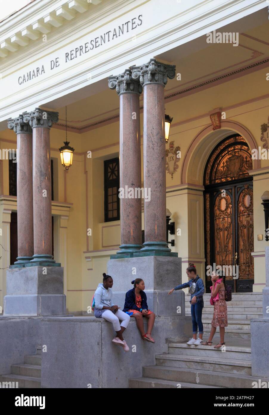 Cuba, Havana, Camara de Representantes, historic monument, people, Stock Photo