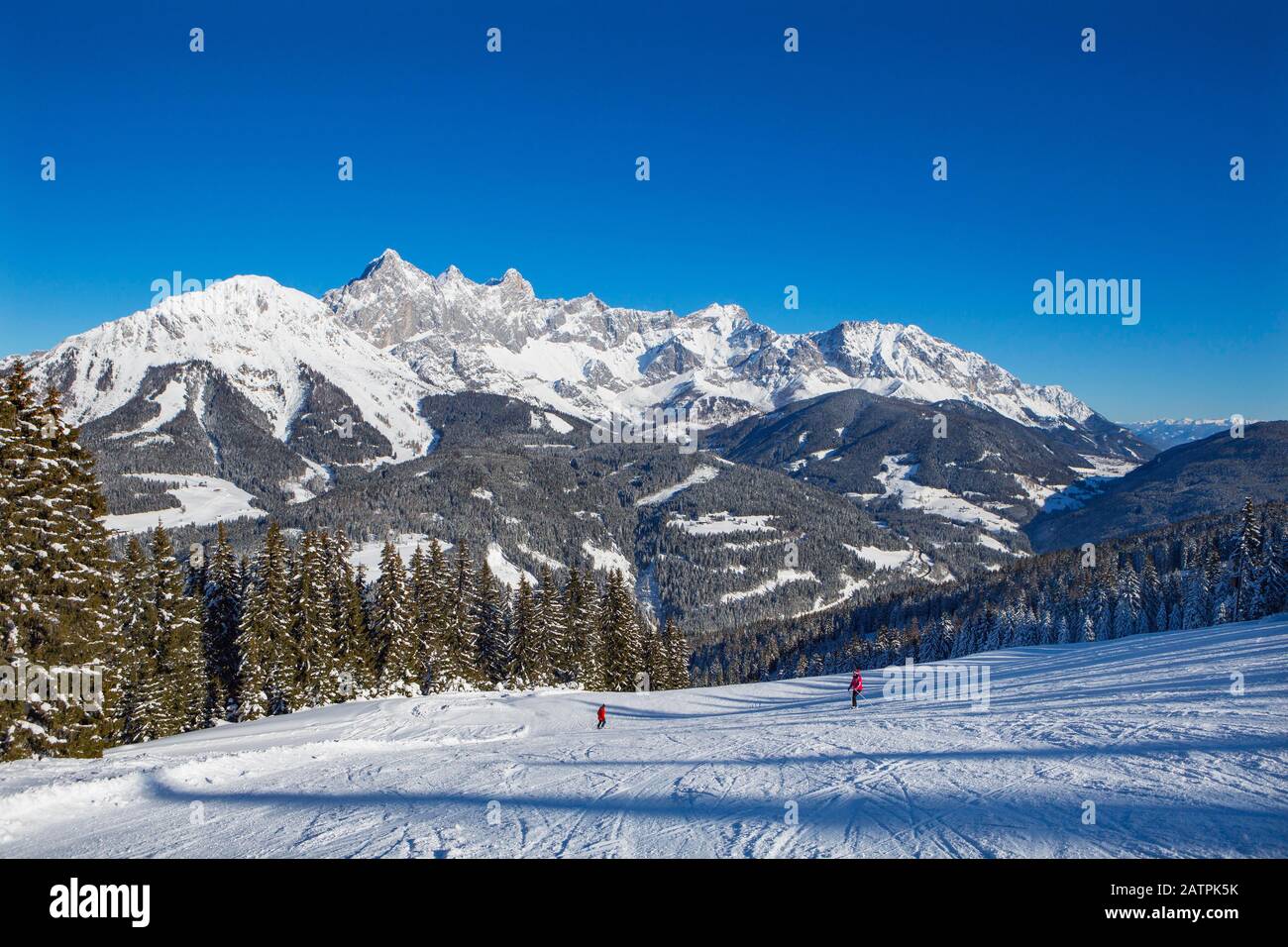 Filzmoos ski area with Dachstein massif, Filzmoos, Pongau ...