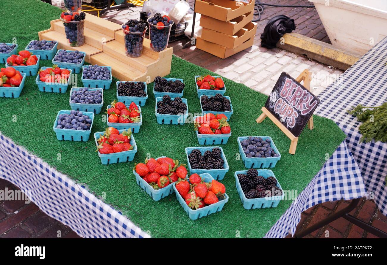 Fresh and expensive fruit for tourists. Fruit stall at the agricultural
