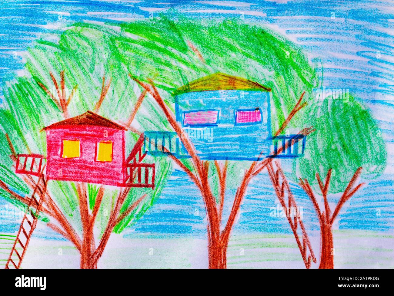 Child's drawing of tree house hi-res stock photography and images - Alamy