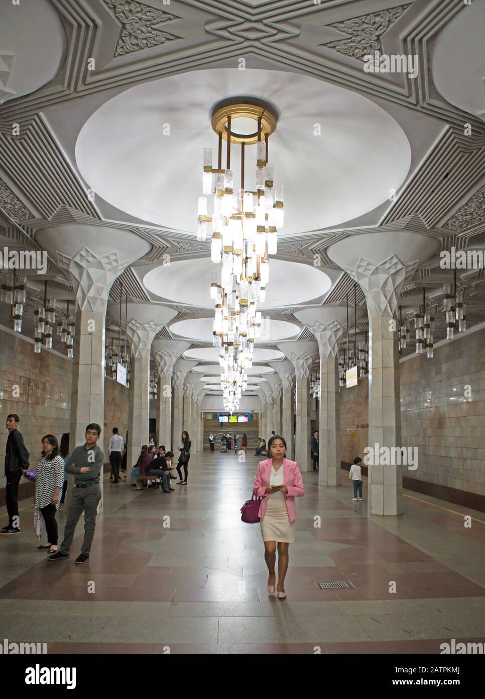 Mustakillik Maydoni Metro Station, Tashkent, Tashkent Province, Uzbekistan Stock Photo