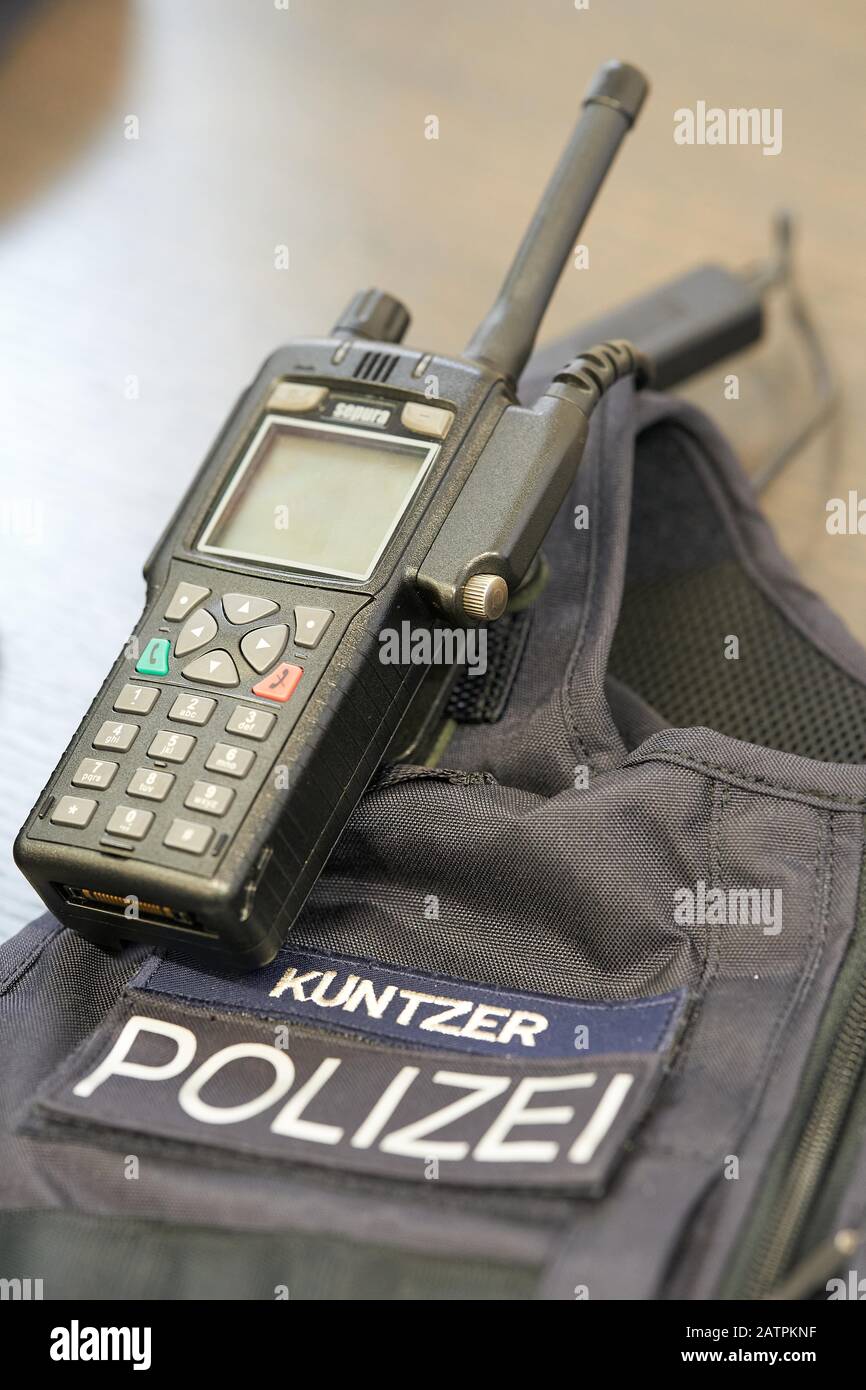 Digital radio of an officer of the police of Rhineland-Palatinate, Rhineland-Palatinate, Germany Stock Photo