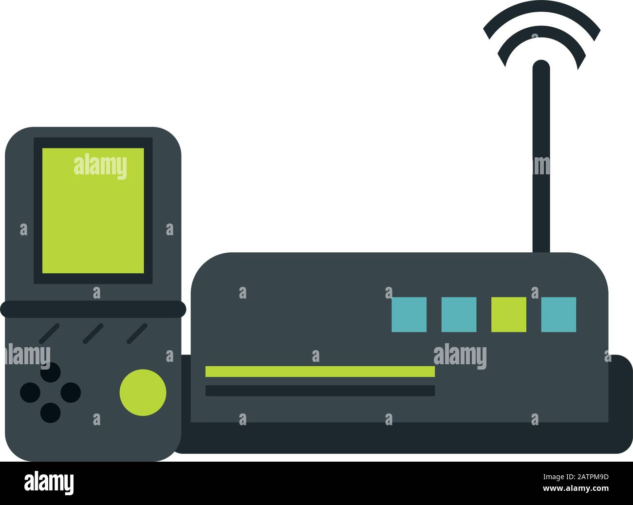route wifi with video game devices technology Stock Vector