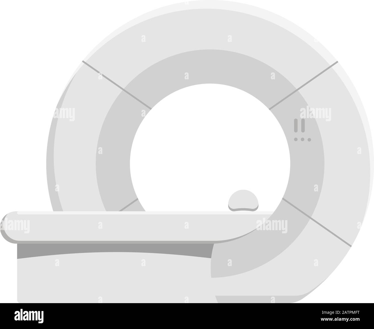 Medical diagnostic MRI scanner machine isolated on white background. Medical device for examining the organs of the human body. Vector illustration. Stock Vector