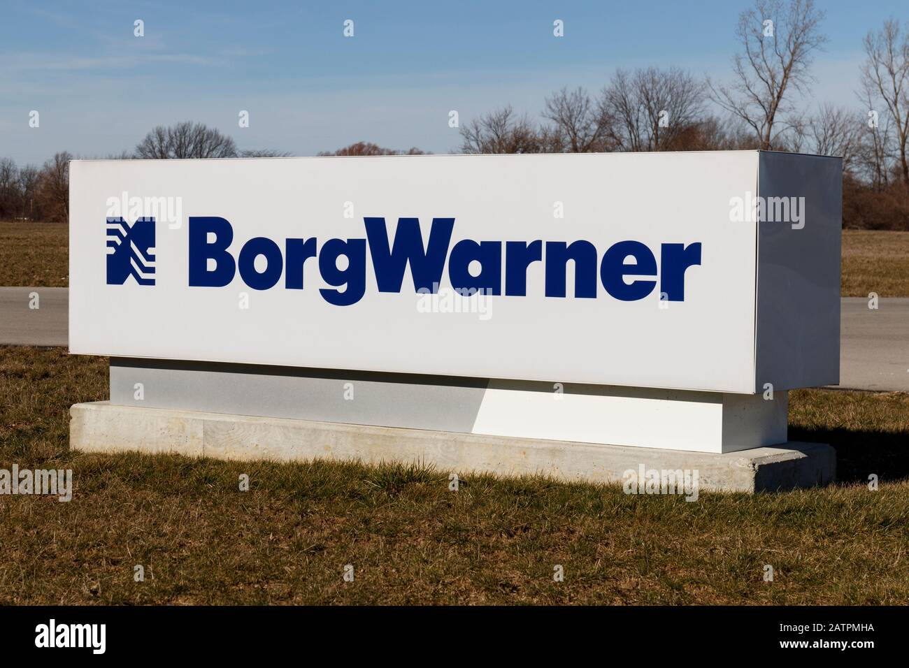 Noblesville - Circa February 2020: BorgWarner technical center. BorgWarner designs and builds transmissions as well as components for electric vehicle Stock Photo
