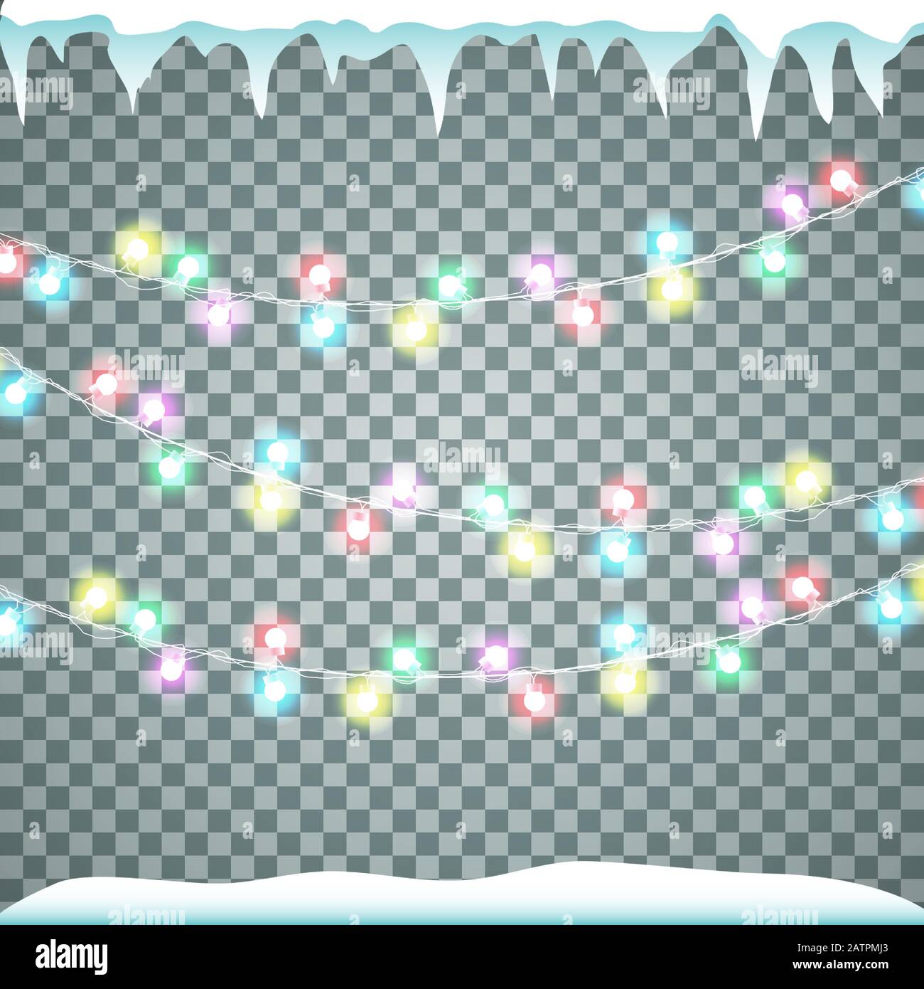 Christmas lights. Colorful christmas garland. Vector blue incandescent