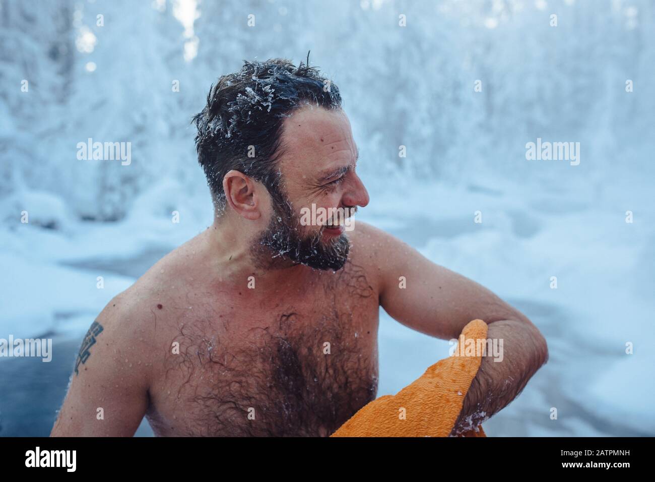Russia 22nd Jan 2020 Sakha Republic Yakutia Russia January 22 2020 Piotr Marczewski Winter Swimming On His Way From Oymyakon To Yakutsk At The Temperature Of 67 C 88 6 F A Team From