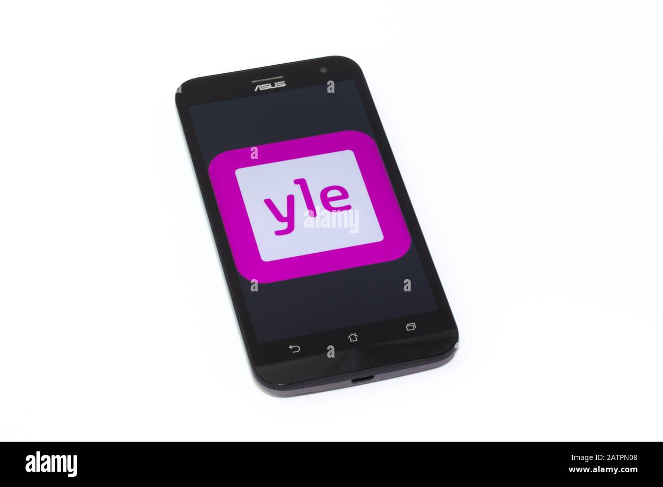Kouvola, Finland - 23 January 2020: Yle app logo on the screen of smartphone Asus Stock Photo