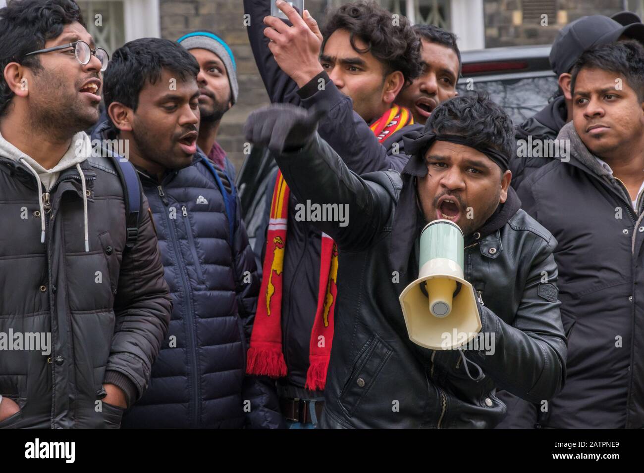 London, UK. 4th February 2020. Tamils protest at the Sri Lankan High Commission on Independence Day against the continued denial of the democratic and national rights of Tamils. Sri Lanka now admits the 20,000 Tamils 'disappeared' by the authorities in 2009 are dead and Tamils demand justice and information about their deaths. Credit: Peter Marshall/Alamy Live News Stock Photo