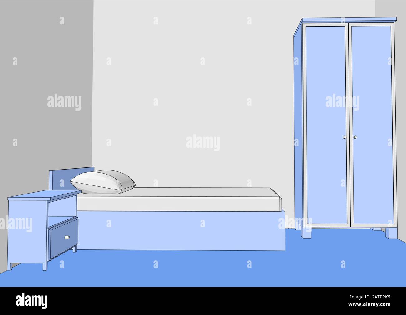 Hotel Room interior isolated on a white background Stock Vector