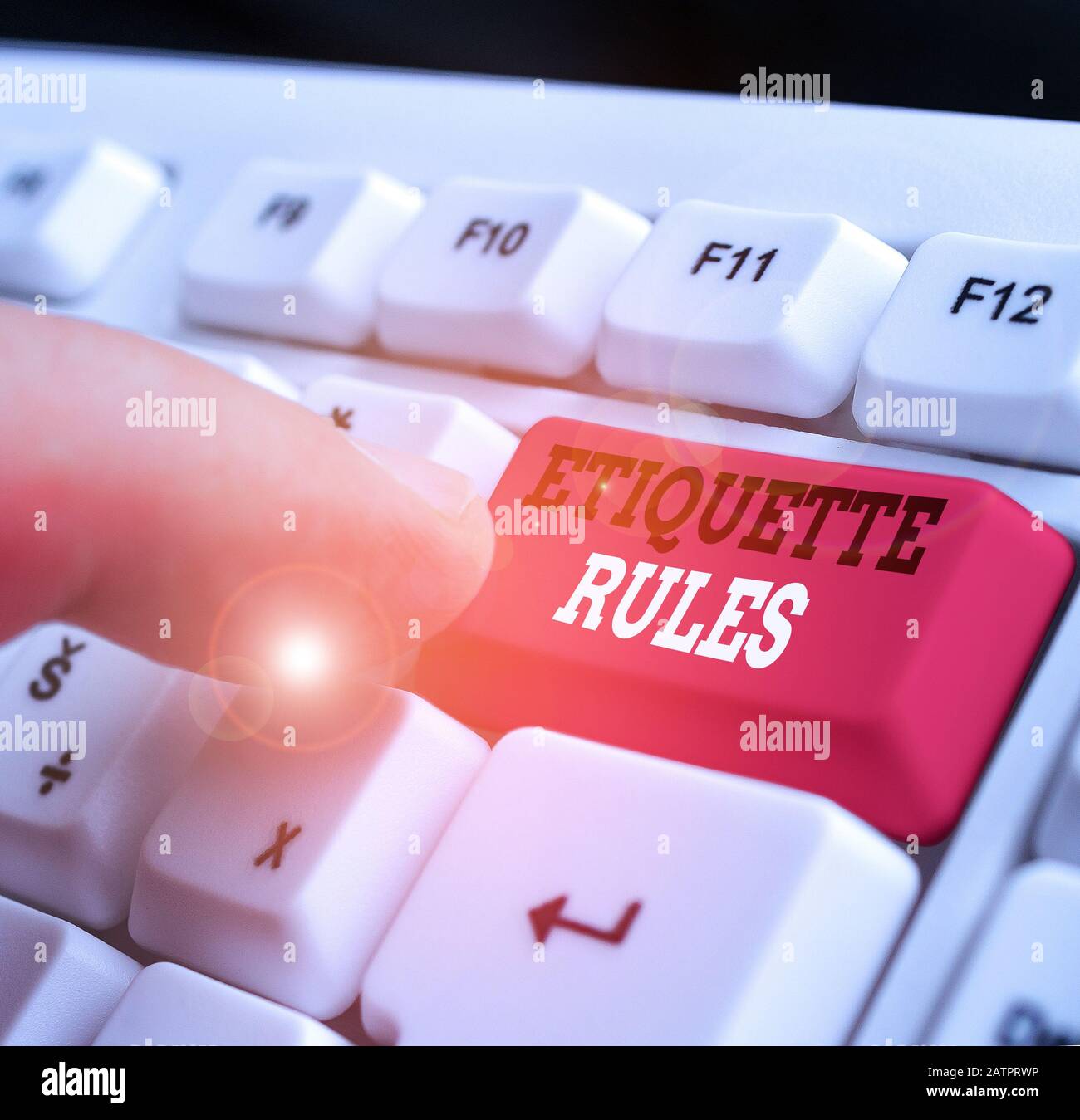 Writing note showing Etiquette Rules. Business concept for customs that