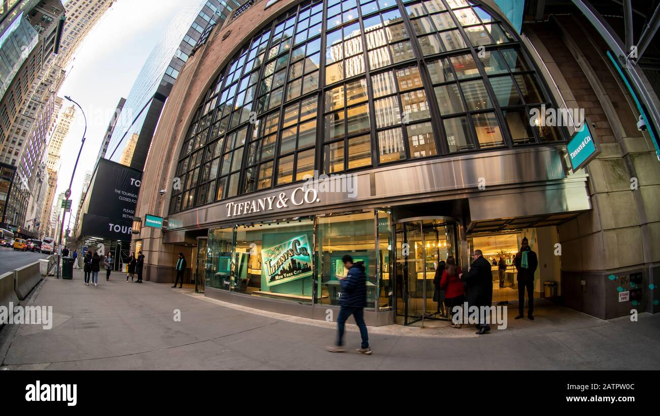 The Tiffany & Co. store in the former Niketown on E57 Street in New York as Tiffany & Co. renovates its Fifth Avenue flagship around the corner, seen on Friday, January 24, 2020.  (© Richard B. Levine) Stock Photo