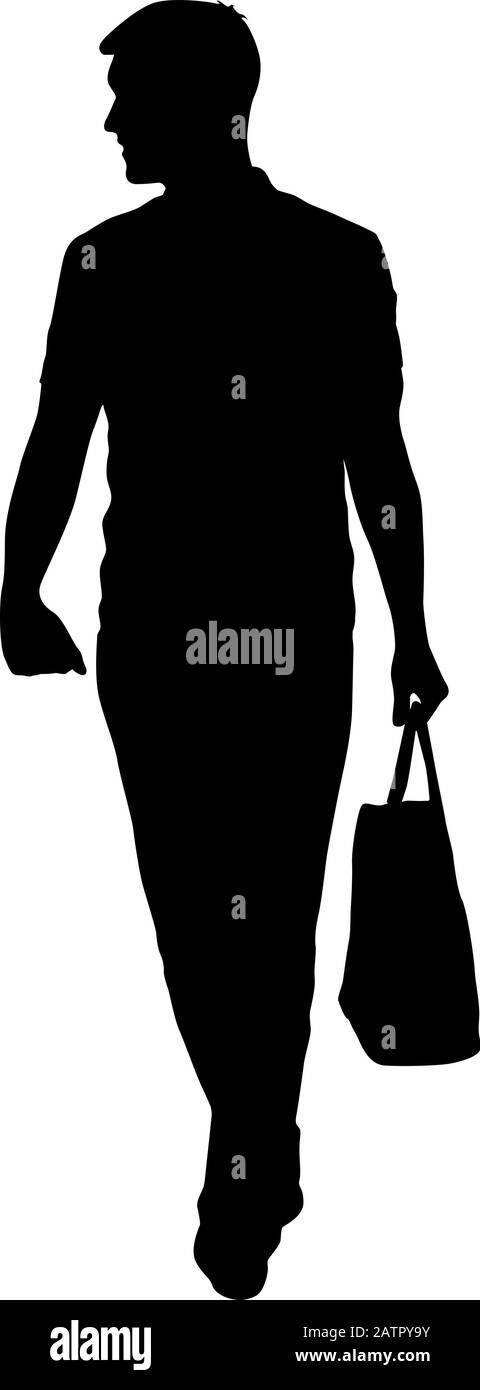 Silhouette of a walking man on a white background Stock Vector Image ...