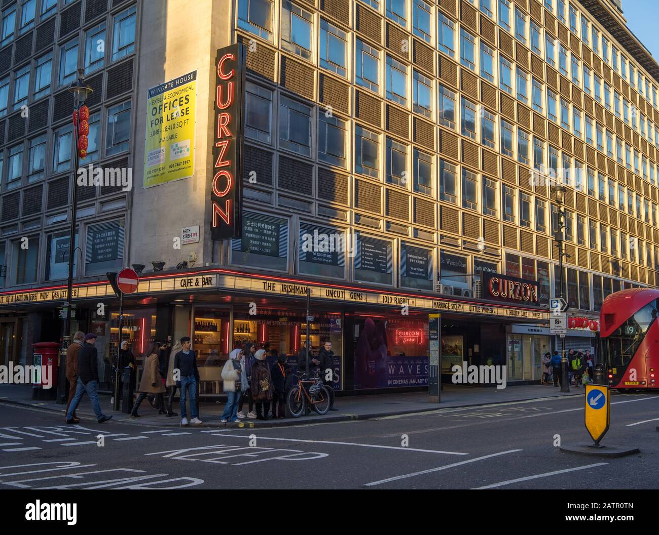 Curzon cinema on Shaftesbury Avenue in London in the afternoon sunlight. Stock Photo