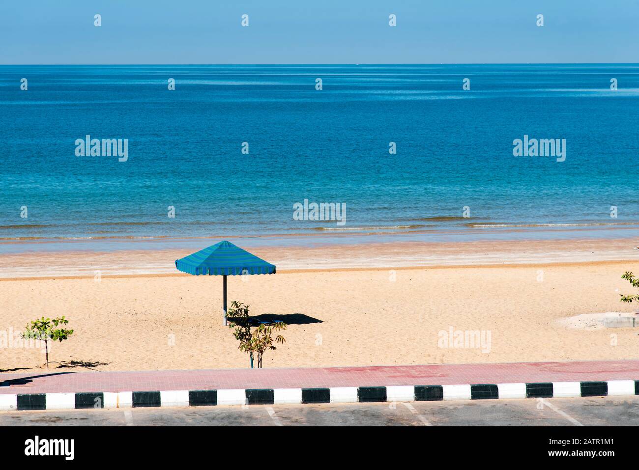 Aerial view at Flamingo beach in Ras Al Khaimah emirate of United Arab Emirates Stock Photo