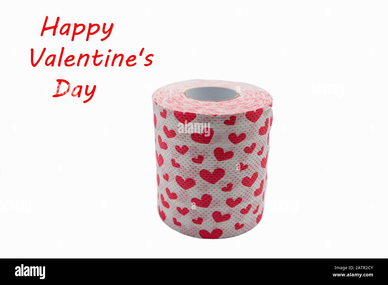 toilet paper with hearts on a white background with the inscription