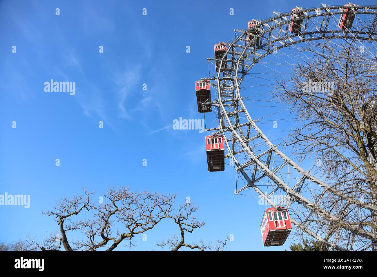 The big ferris wheel 'Wiener Riesenrad'  is the main landmark of Vienna, Austria Stock Photo