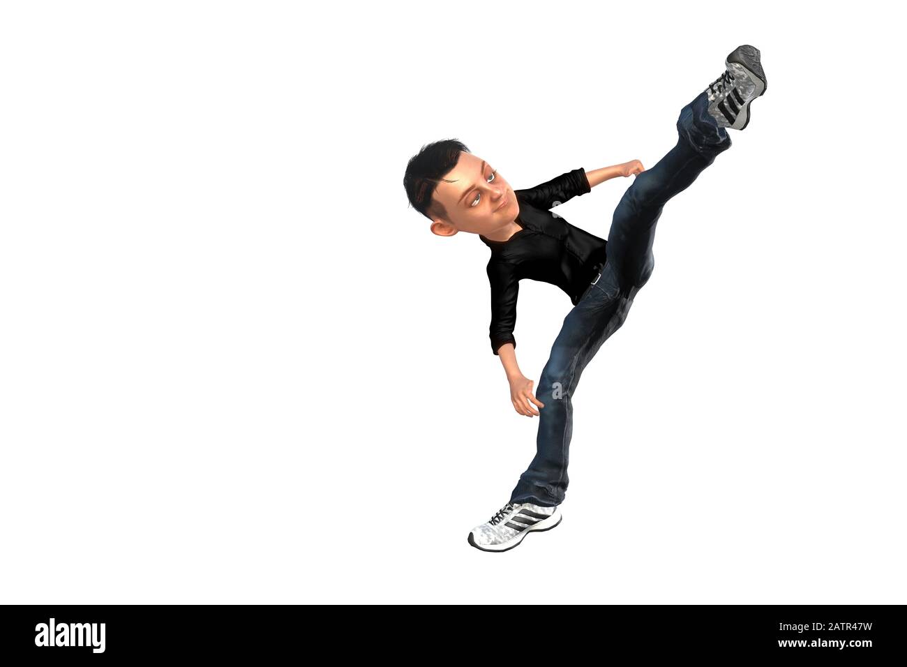 A men doing karate side kick isolated Stock Photo Alamy