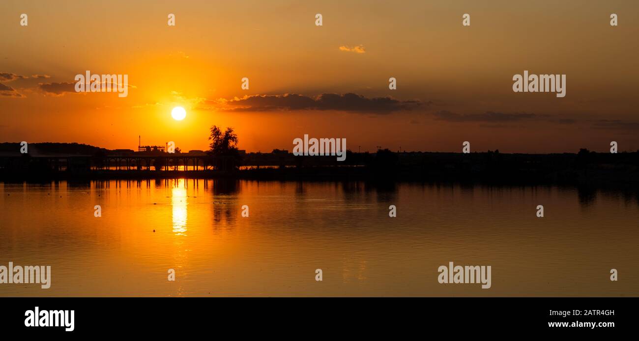 Lacul Morii, Bucharest, Romania A beautiful sunset over the lake in