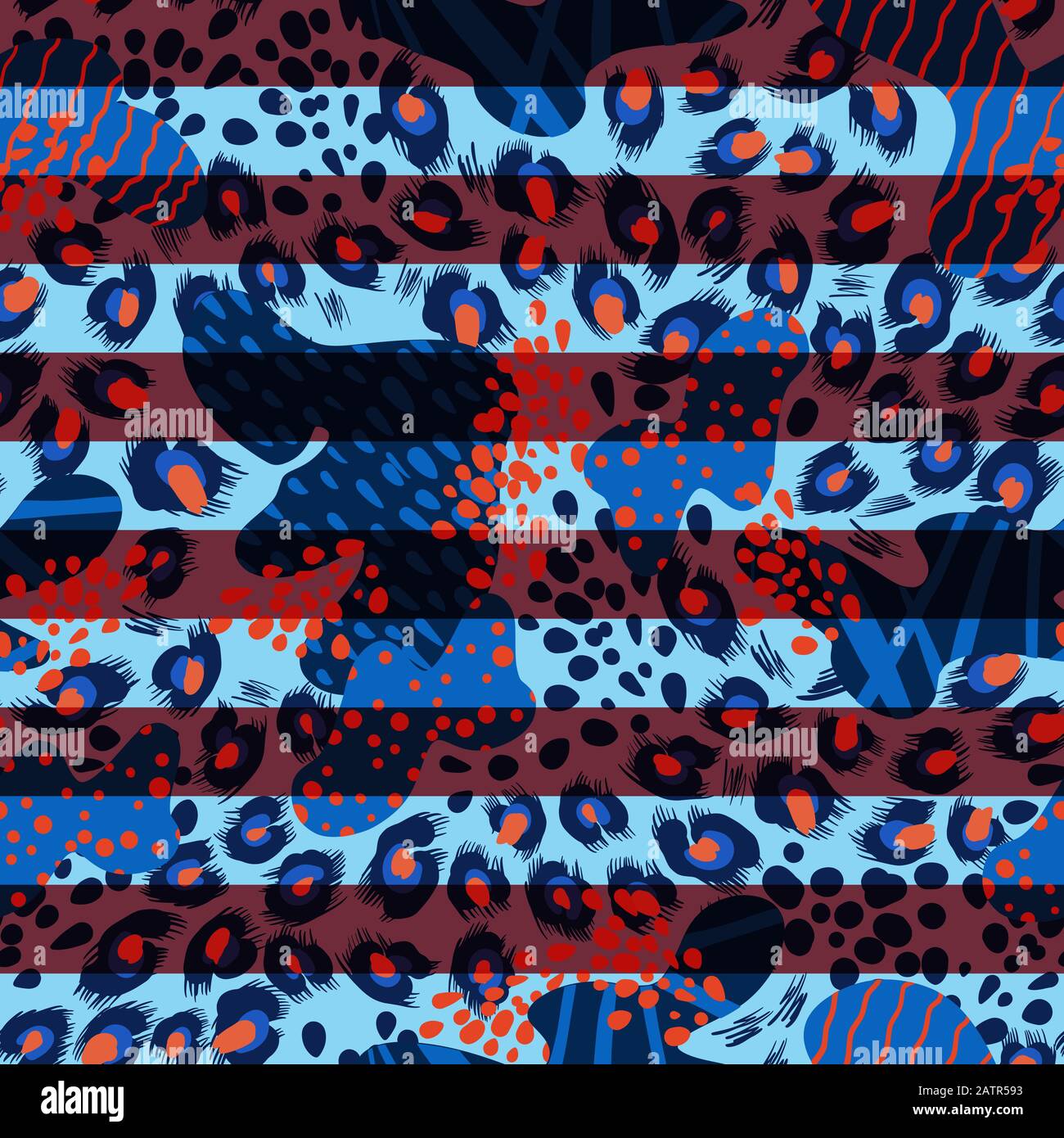 Seamless leopard skin pattern with abstract elements. Vector. Stock Vector